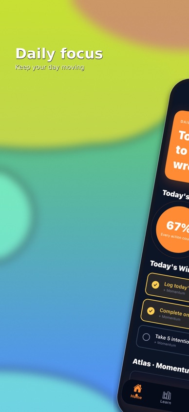ProjectAdulting app momentum screen